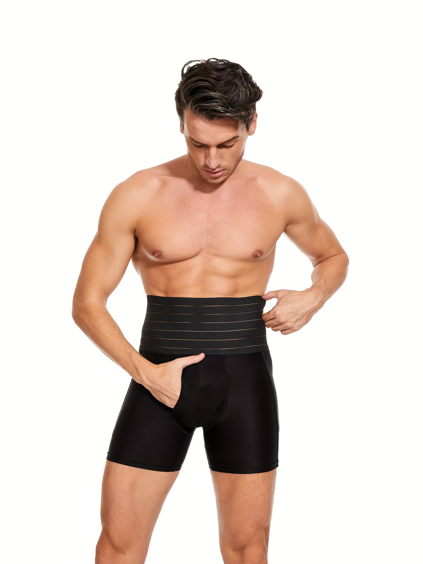 High Waist Men Sports Panties Brief Underwear Boxer Shorts Tummy Control Compression  Slimming Pants Gym Fitness