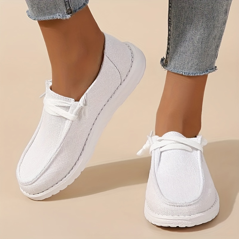 Women's Minimalist Solid Color Sneakers, Lace Up Low-top Round Toe  Lightweight Non-slip Shoes, Comfy Classic White Shoes