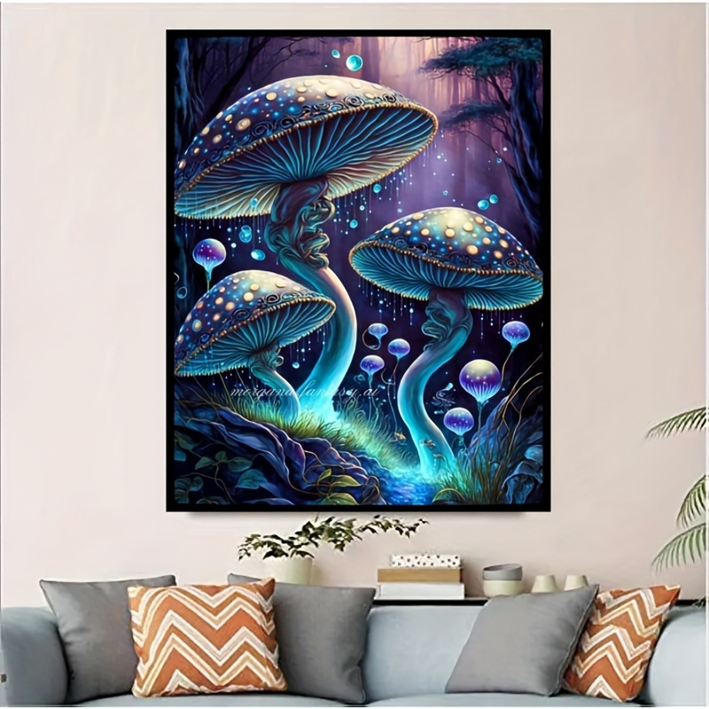 5d Artificial Diamond Painting Set Beautiful Mushroom Room - Temu