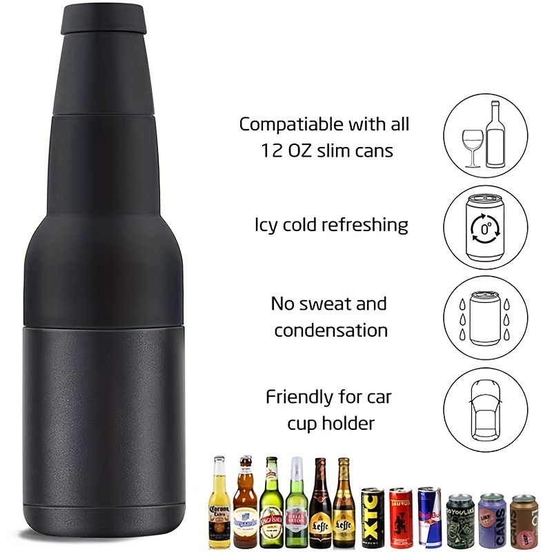 12oz Beer Cooler With Bottle Opener Vacuum Insulated Double Walled