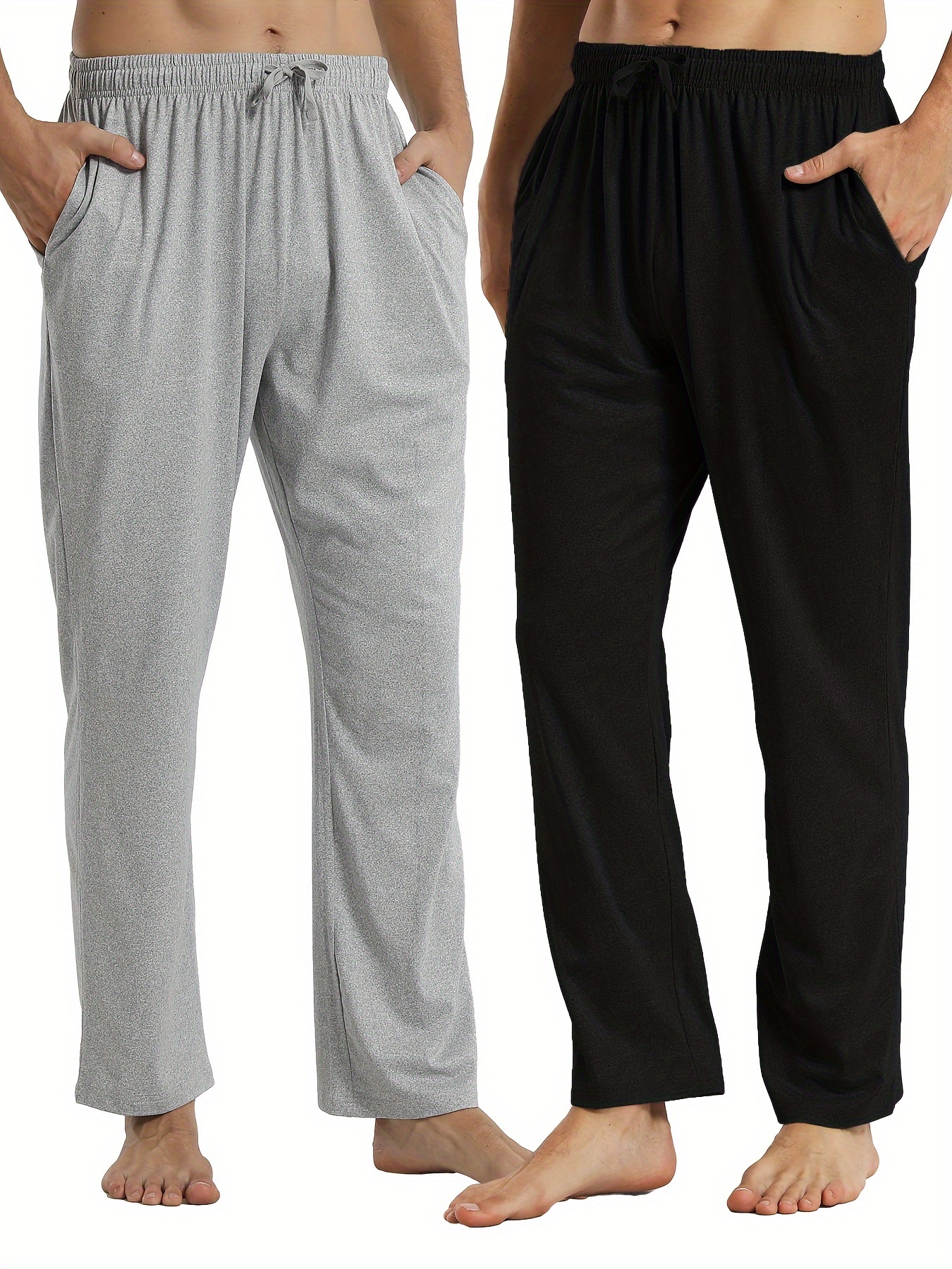 Men's Comfy Stretchy Solid Color Pants Home Pajamas Bottom - Temu