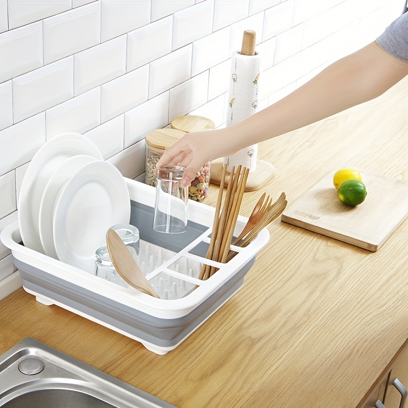 Kitchen Foldable Dish Bowl Storage Tray, Drying Rack, Drain Rack
