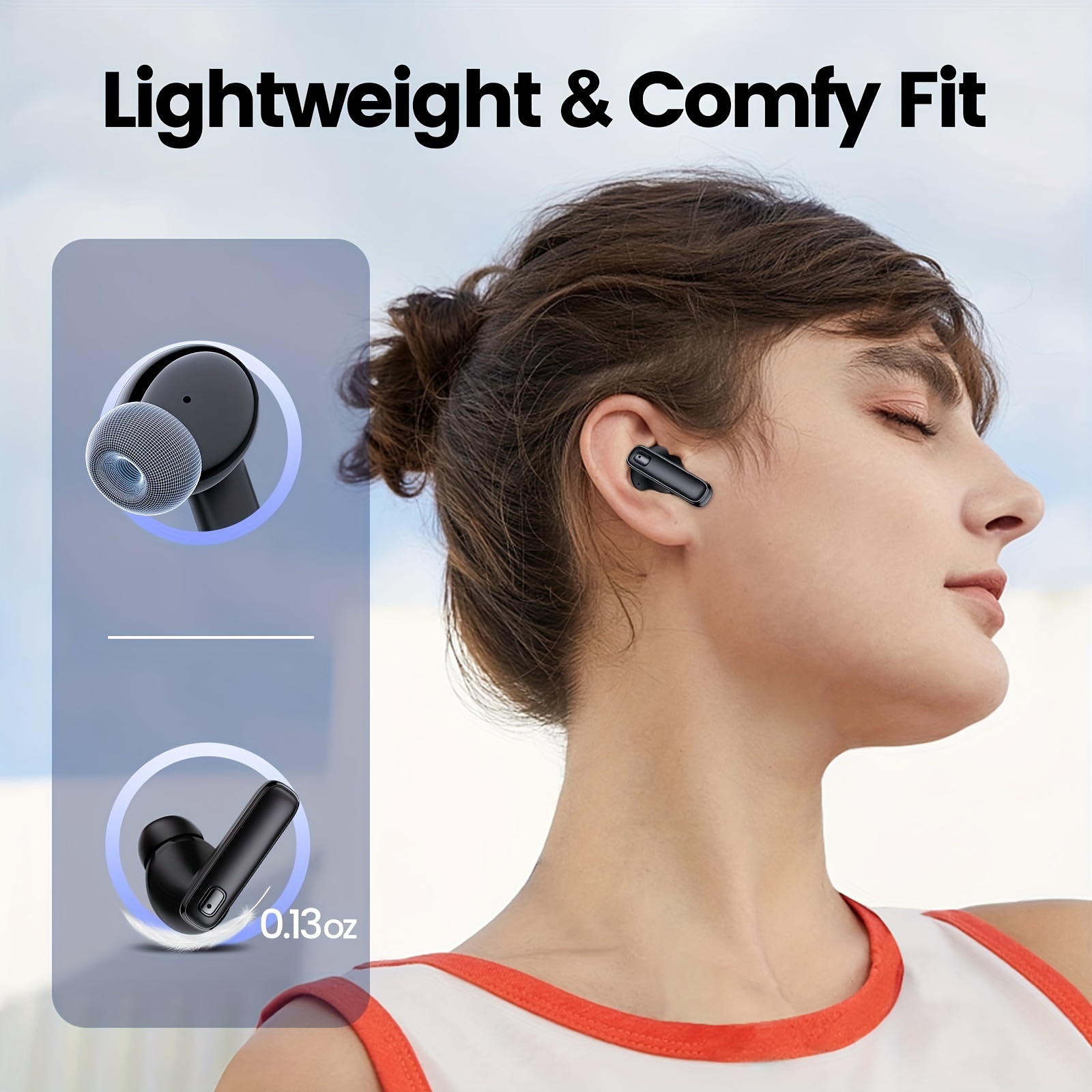 Fones de ouvido sem fio TWS com microfone de redução de ruído integrado e display de energia LED, estojo de carregamento, fones de ouvido estéreo com graves, chamada nítida_voghion.com
