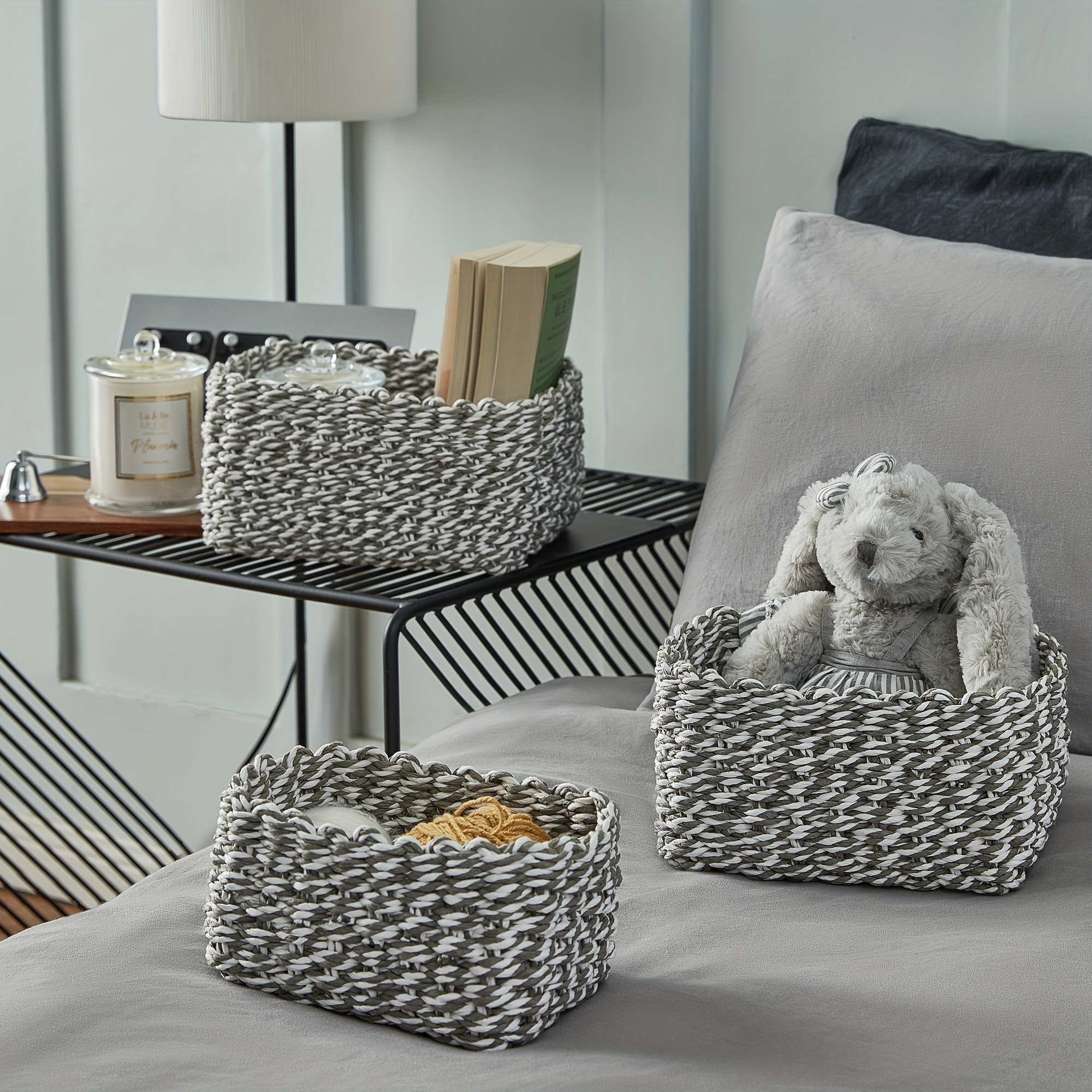 Grey Storage Basket, Small  Small storage basket, Storage baskets