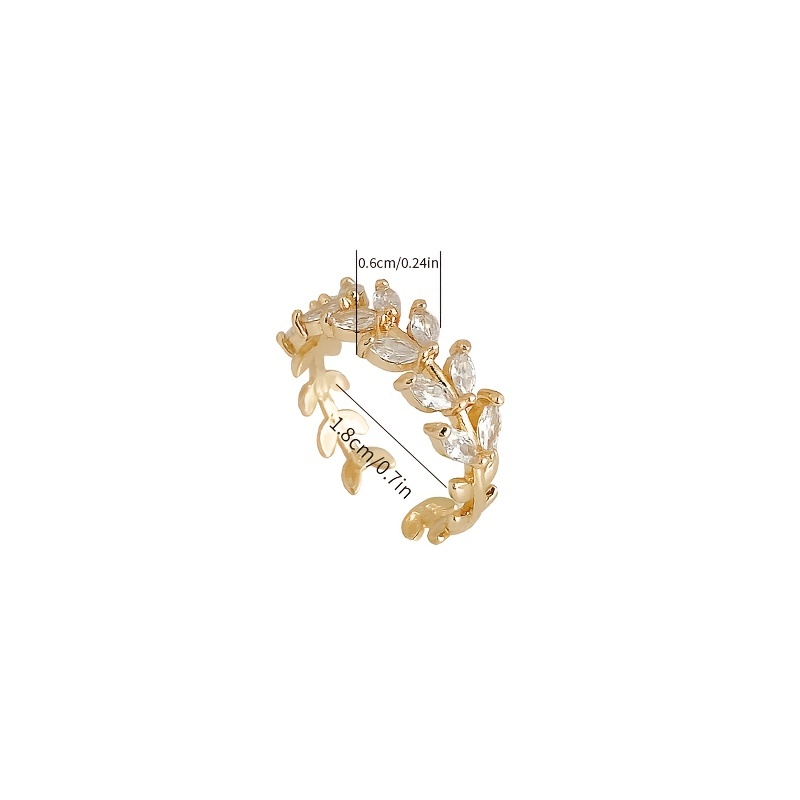Adjustable Leaf Ring with Sparkling Cubic Zirconia
