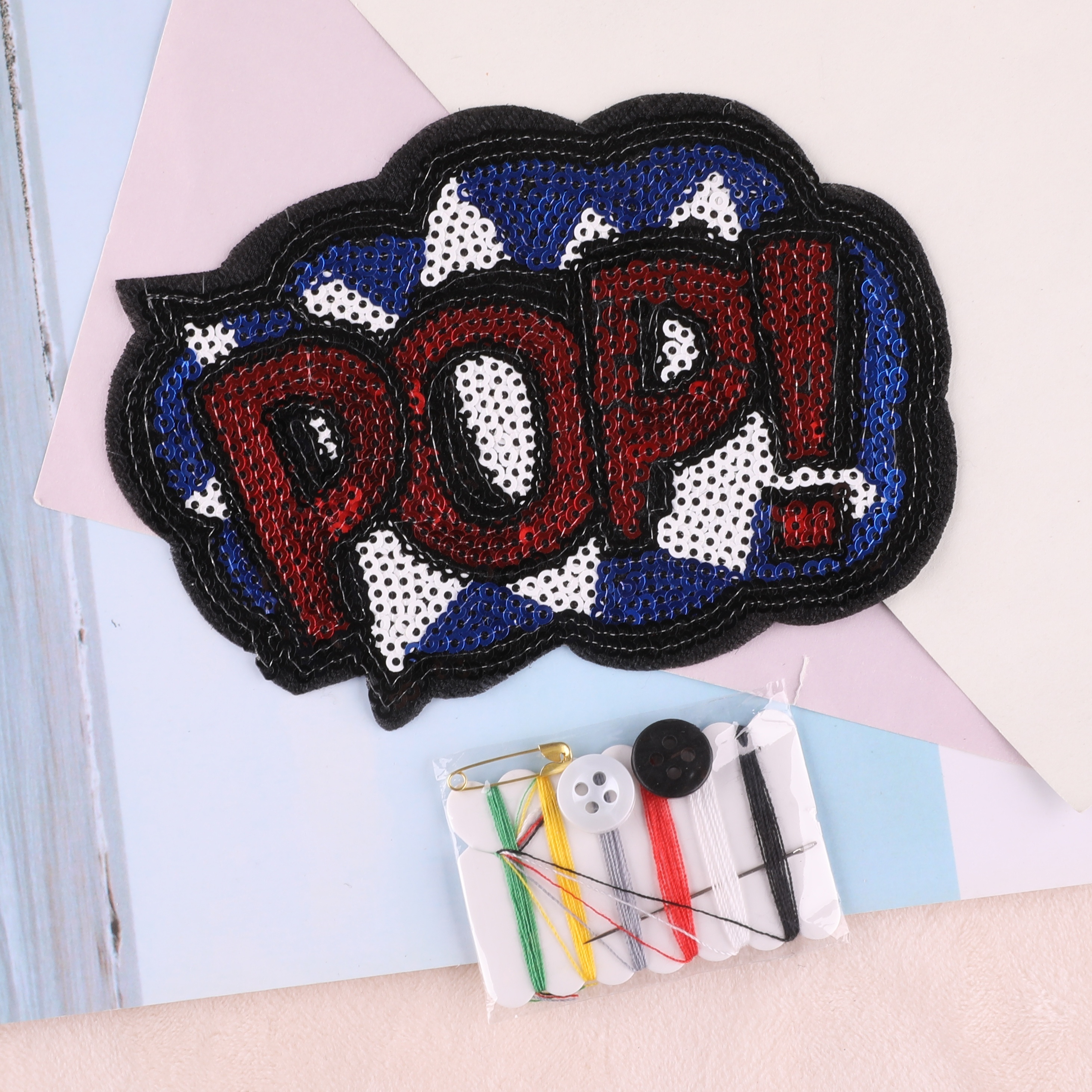 Frcolor Patches Embroidery Sequin Cloth Patch Stickers Iron