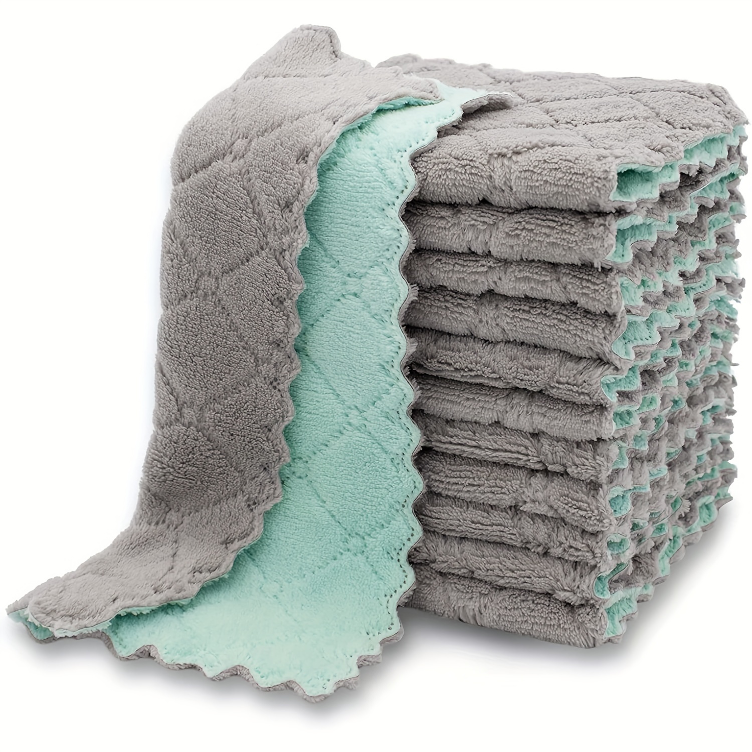 24 Pack Kitchen Dishcloths - Does Not Shed Fluff - No Odor Reusable Dish  Towels, Premium Dish cloths, Super Absorbent Coral Fleece Cleaning Cloths