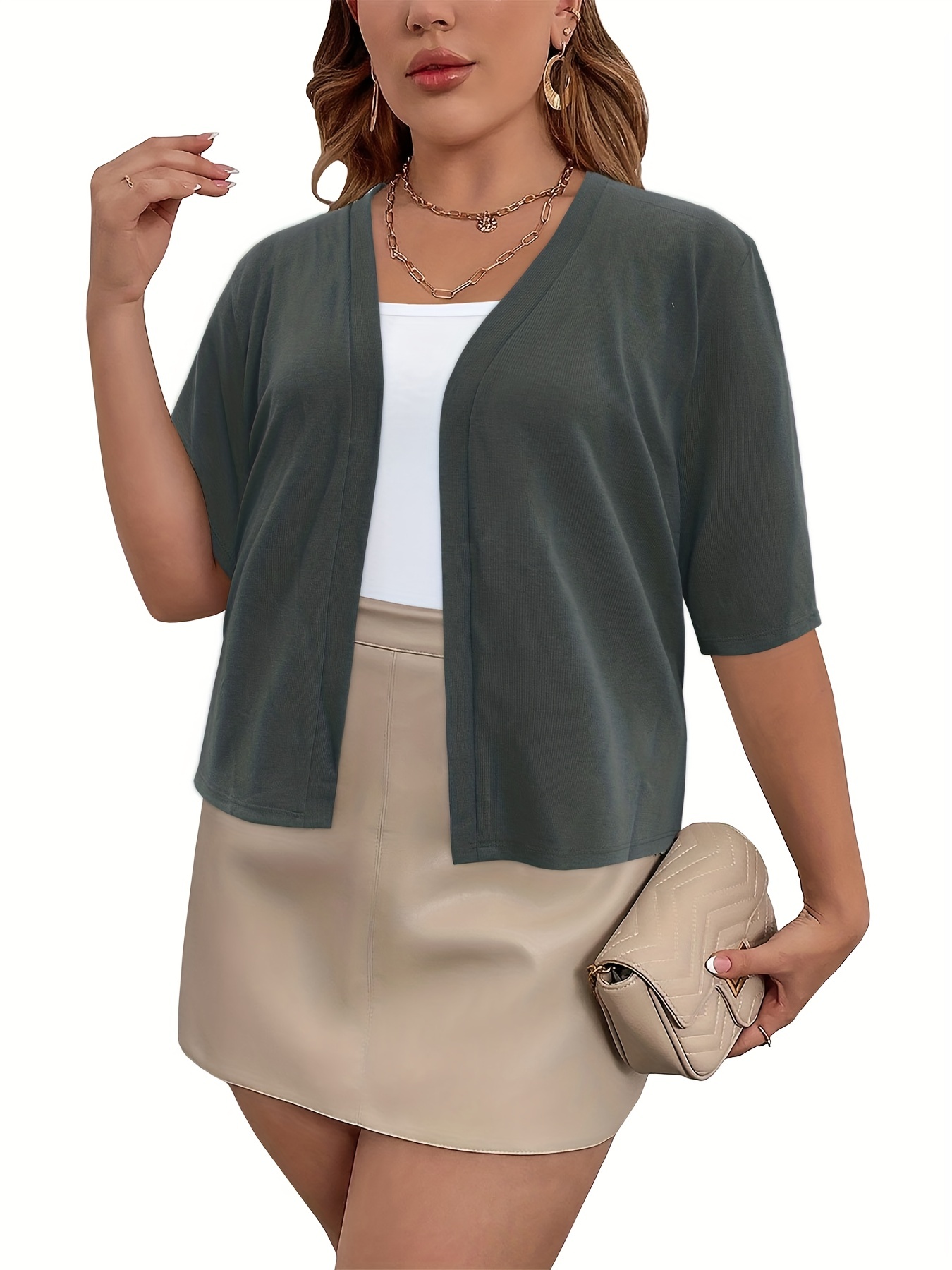 Women's plus hot sale short sleeve cardigan