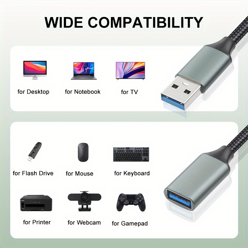 Seamless USB Cable, USB 3.0 Extension Cable, Male to Female USB Cable, High-Speed Data Transfer Cable, Mobile Phone And USB Drive Data Cable, USB Extension for Charging Computer Mouse And Keyboard. 17 USB Cable, USB 3.0 Extension Cable, Male to Female USB Cable, High-Speed Data Transfer Cable, Mobile Phone And USB Drive Data Cable, USB Extension for Charging Computer Mouse And Keyboard.