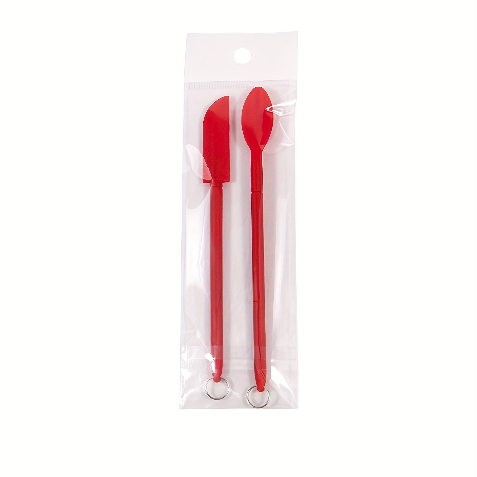 Kitchen Silicone Head Plastic Handle Nonstick Spatula Scraper Red 2pcs - White,Red