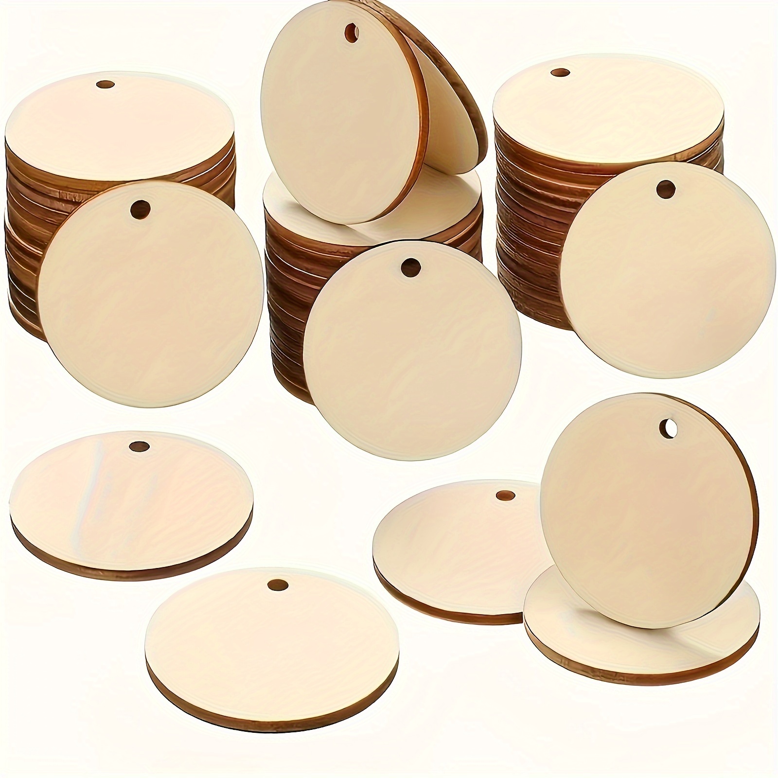 Natural Round Wooden Circles Arts Crafts Blank Wood Discs - Temu