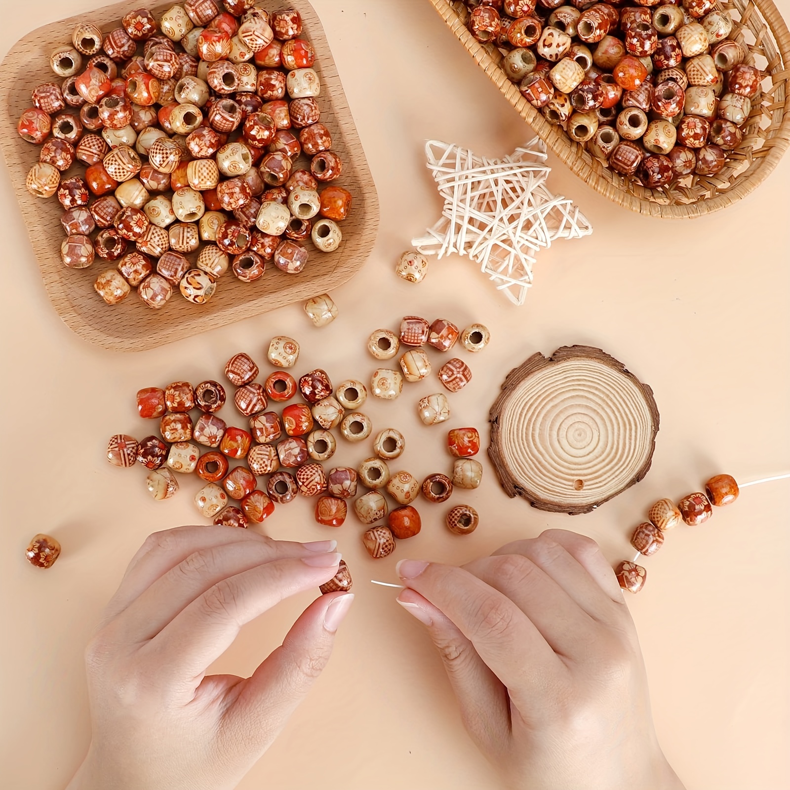 KOMBIUDA 120pcs Wooden Hemisphere DIY Crafts Bulk Beads Wood Trim Wooden  Jewelry Round Beads Wooden Shapes for Crafts Wooden Loose Beads DIY