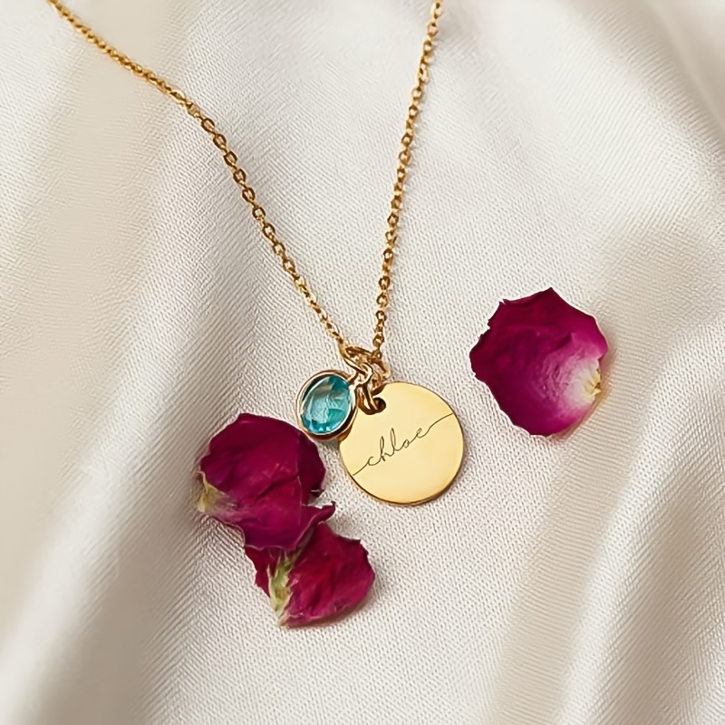 Personalized Birthstone Necklace with Engraved Name