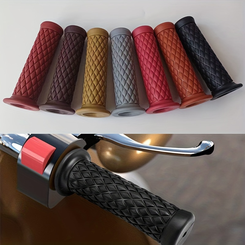 Motorcycle Vintage Grips Non Slip Rubber Bar End Thruster - Temu