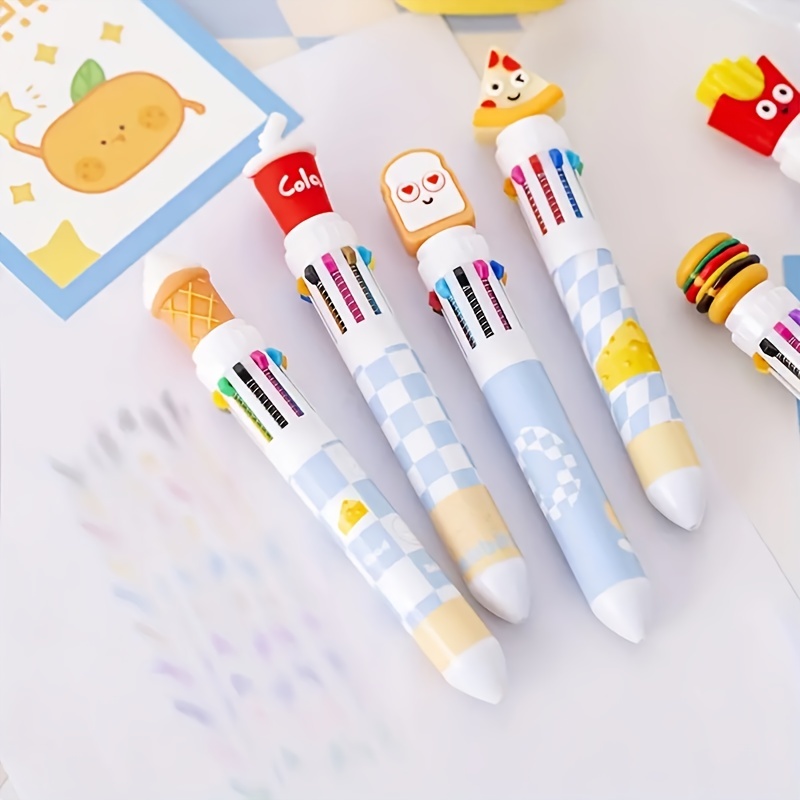 

6pcs, Creative Ten-color Fast Food Fries Burger Ballpoint Pen, Doodlehandbook Pen, Suitable For Carnival Prizes, School Classroom Rewards