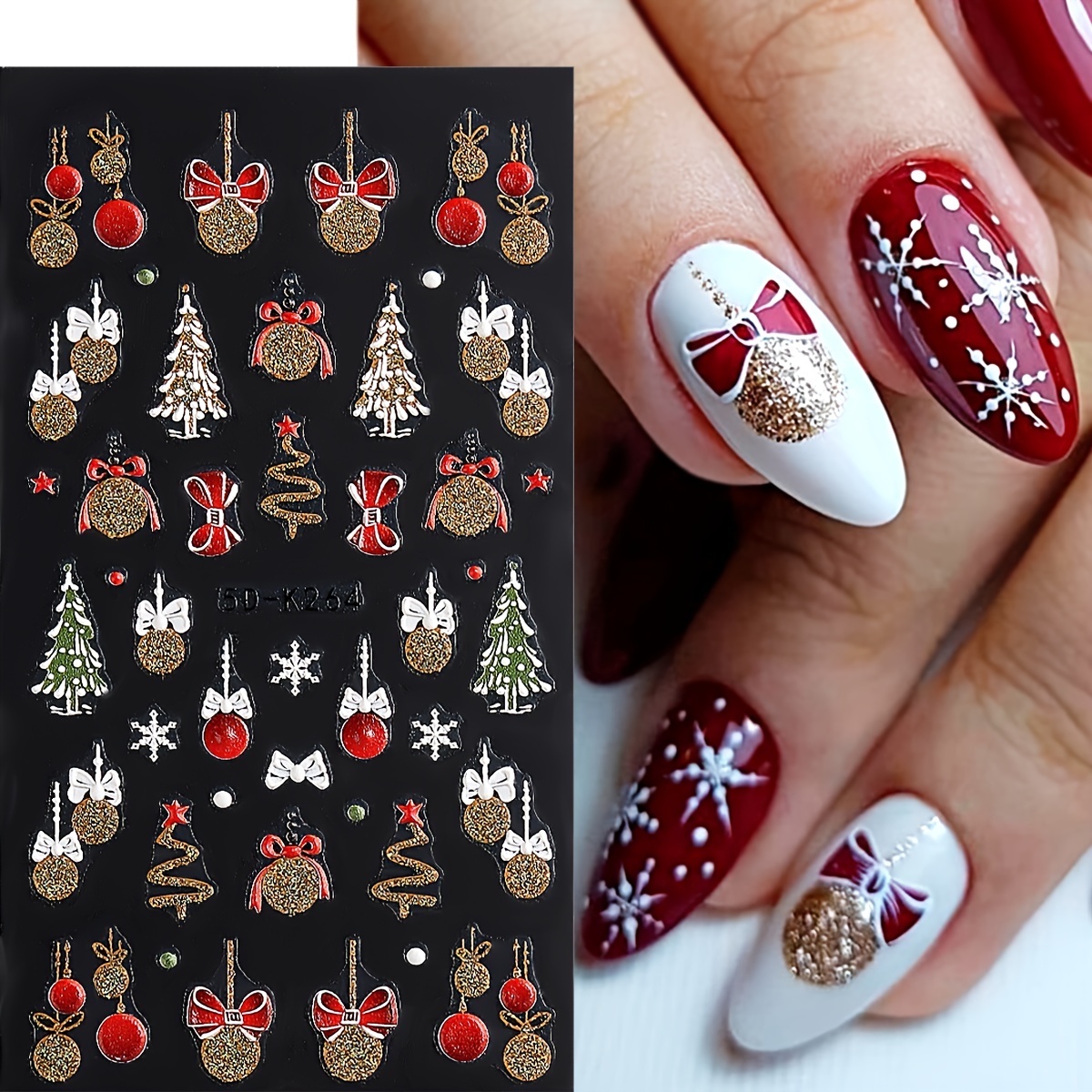 5d Embossed Christmas Nail Art Stickers,self Adhesive Snowflake Elk Head  Design Nail Art Decals For Diy Or Nail Salons,nail Art Supplies For Women  And Girls - Temu