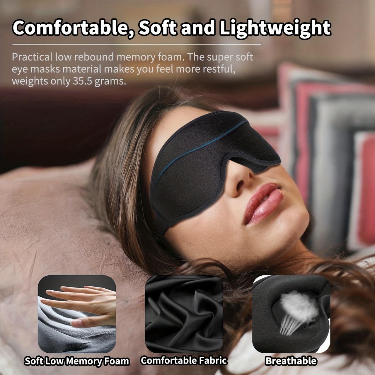 Sleep Eye Mask for Women Men 3d, No Pressure Eye Mask for Eyelash  Extension, Blackout Sleep Mask with Adjustable Strap, Breathable & Soft Eye  Covers