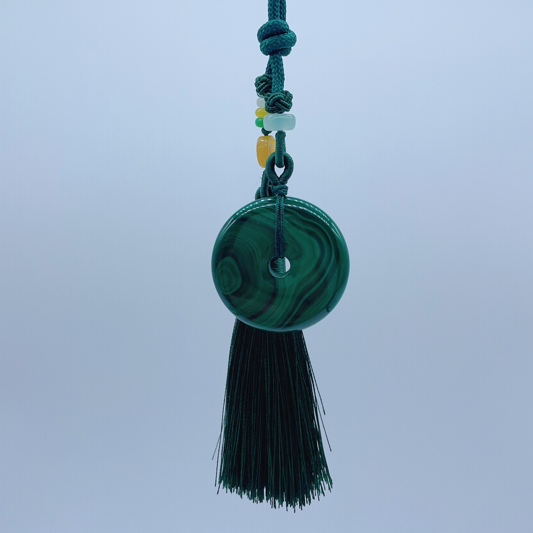Natural Malachite Pendants with Tassels