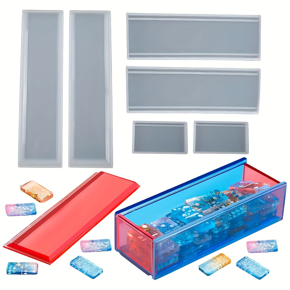 Diy Crystal Multi layer Storage Box Jenga Resin Mold With - Temu