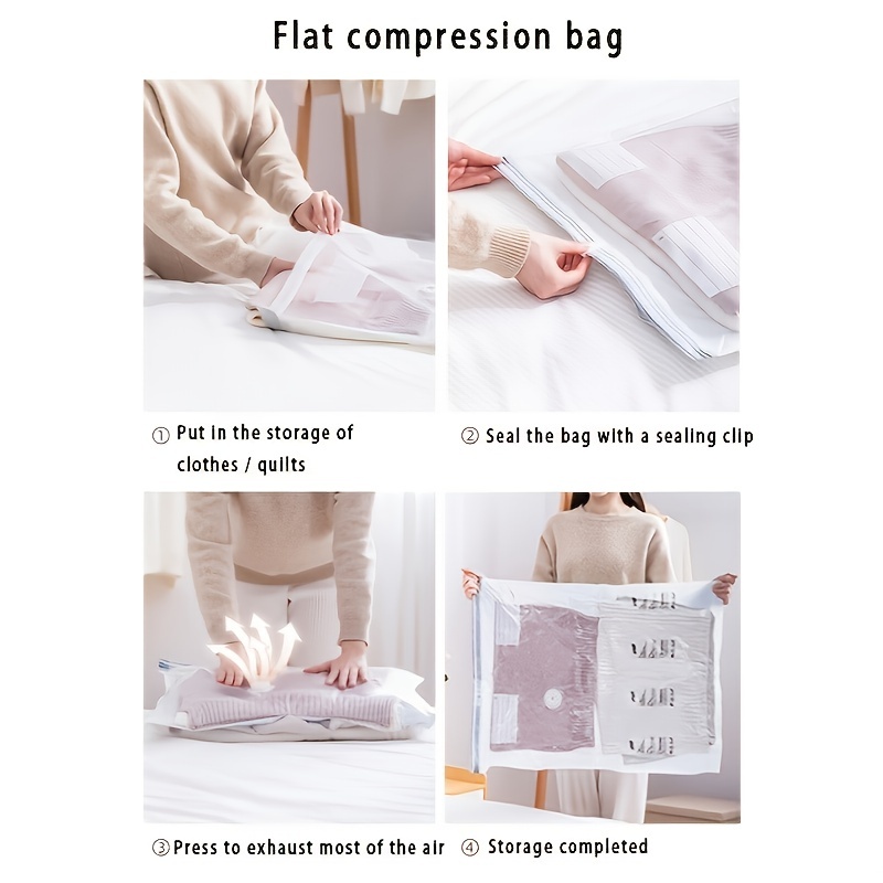 Vacuum Compression Storage Bags,Space Saver Bag,Vacuum Sealed Bags for  Comforters, Blankets, Bedding, Clothing - Compression Seal for Closet