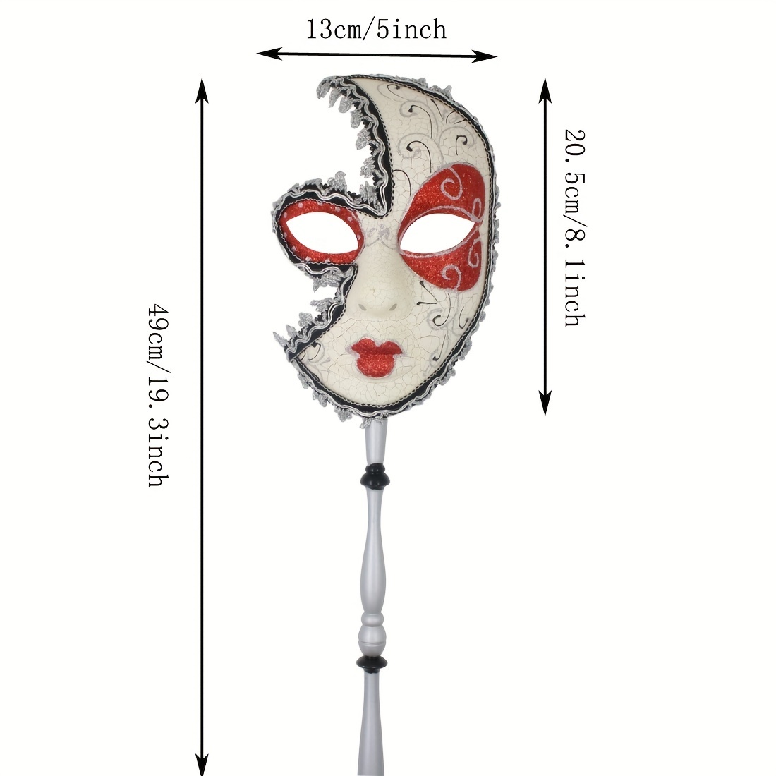 Venetian Masquerade Mask on Stick Mardi Gras Costume Half Face