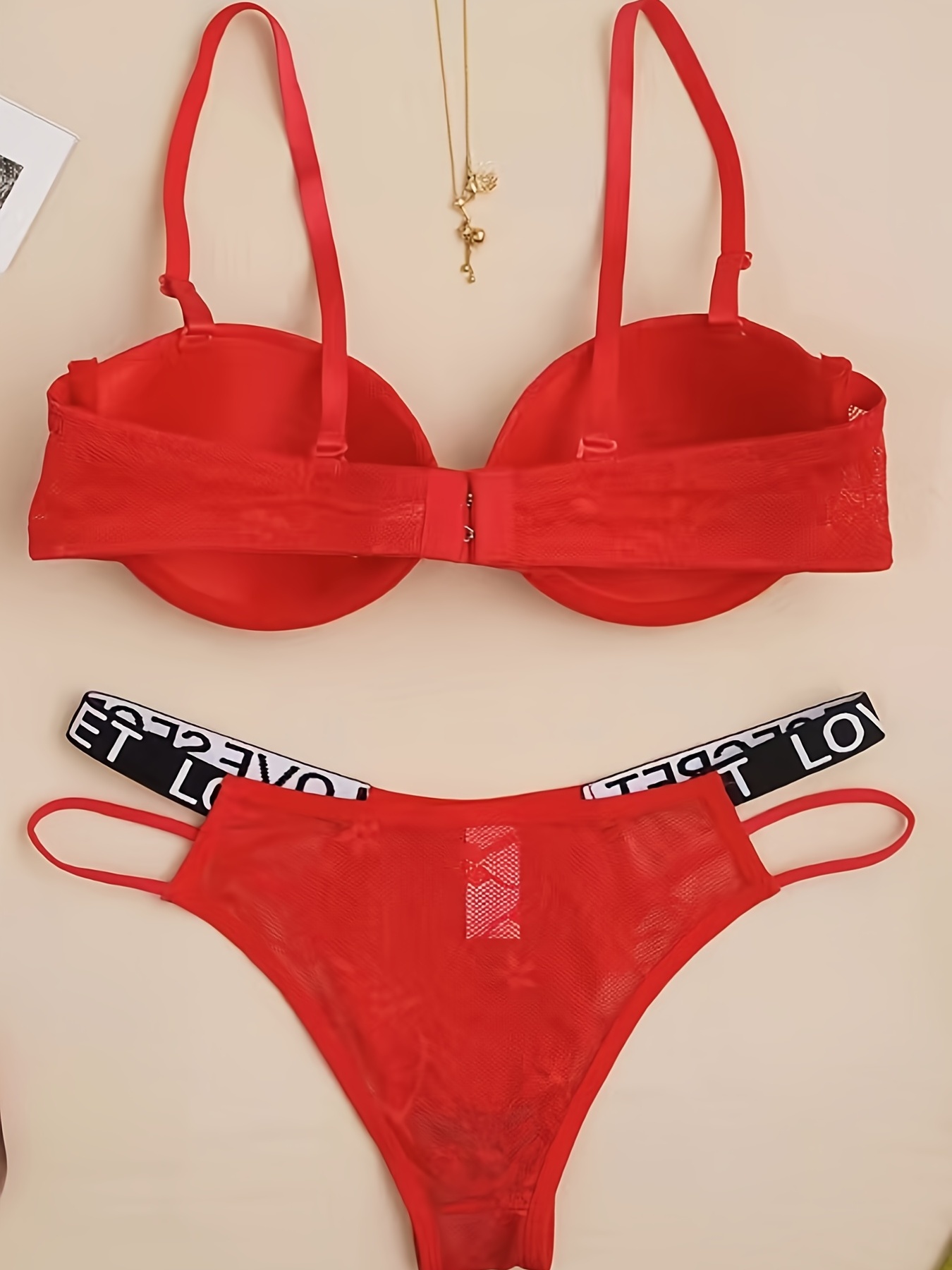 GM-Sexy sujetador de encaje conjunto de lencería Lencería roja