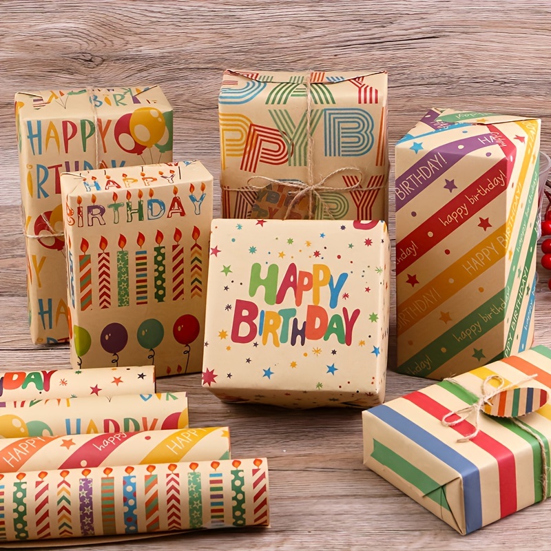 Christmas Wrapping Paper Bundle - Brown Kraft Paper with Color Pattern For  - Christmas Elements Collection-1 Roll - 20*27.5In Per Roll