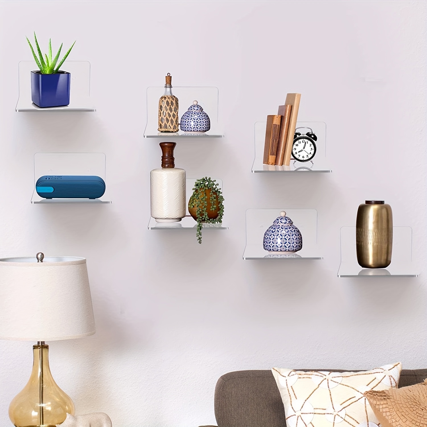 Small Adhesive Wall Shelves Acrylic Display Shelf Mini Floating Shelves,  Aesthetic Room Decor, Home Decor, Bedroom Decor - Temu