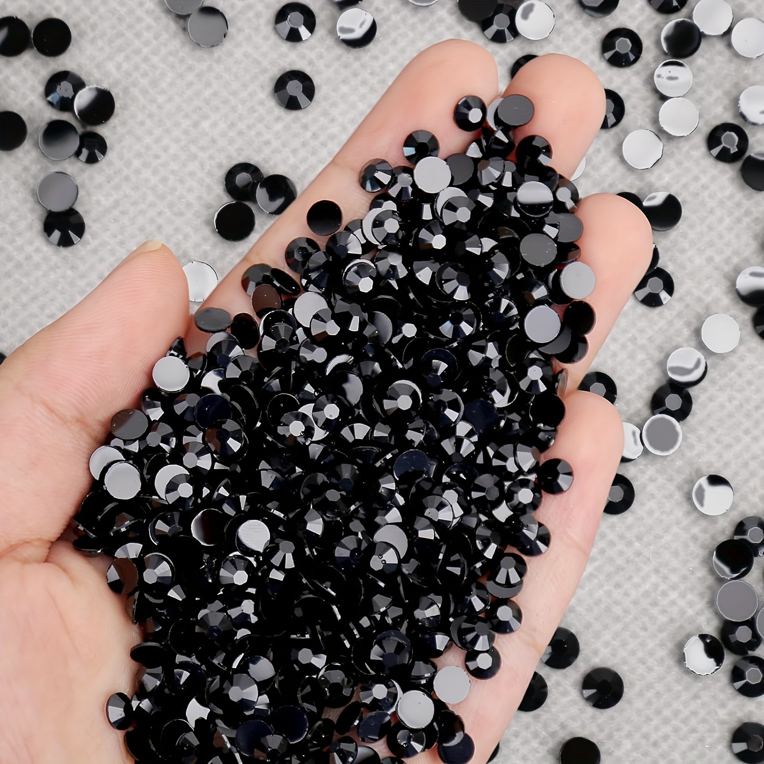 1000PCS Crystal Flatback Resin Rhinestones Gems 2mm/3mm 4mm/5mm/6mm Black 5  Mm (1000) 