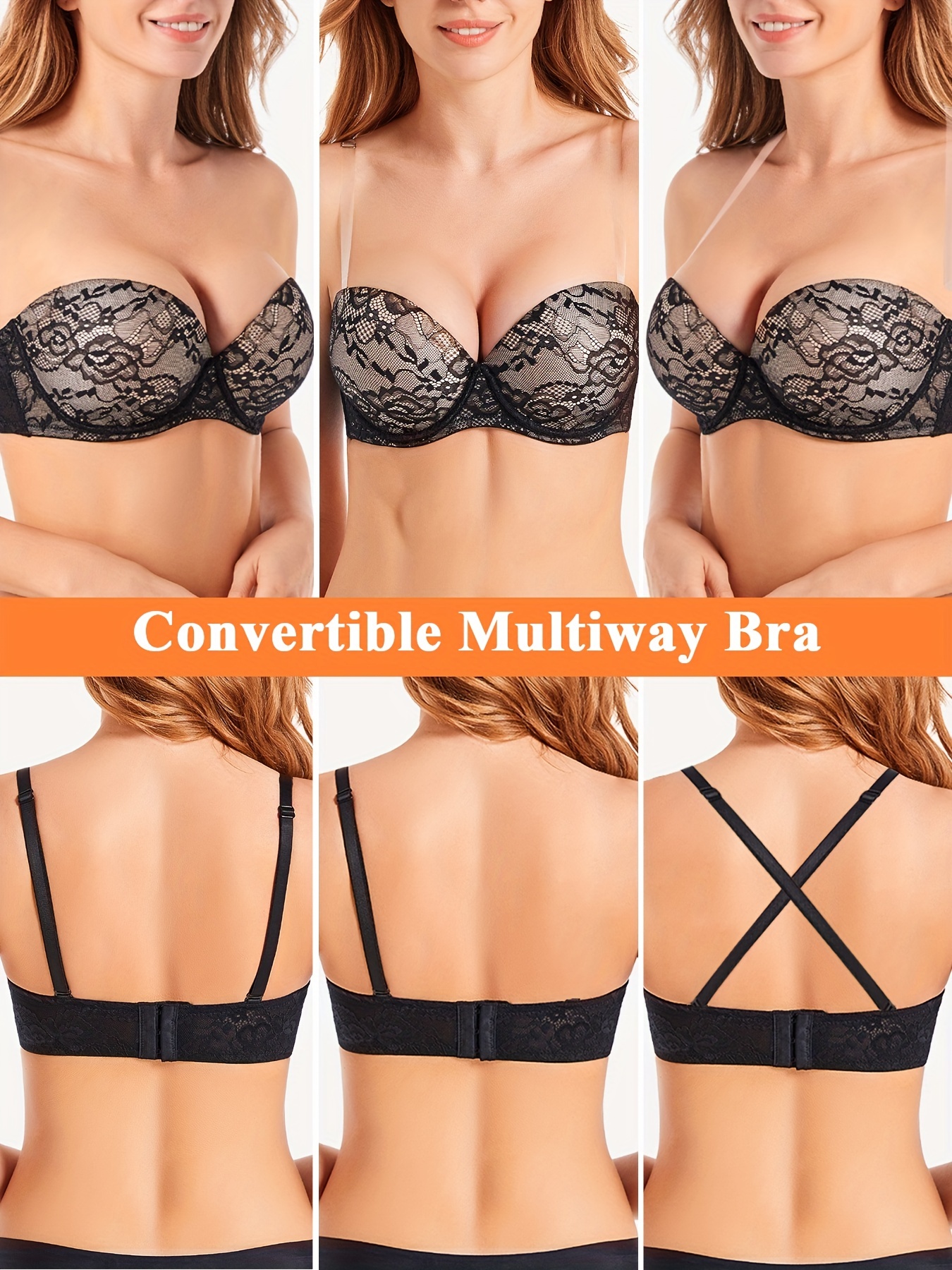 Contrast Lace Bandeau Bra Invisible Front Buckle Strapless - Temu