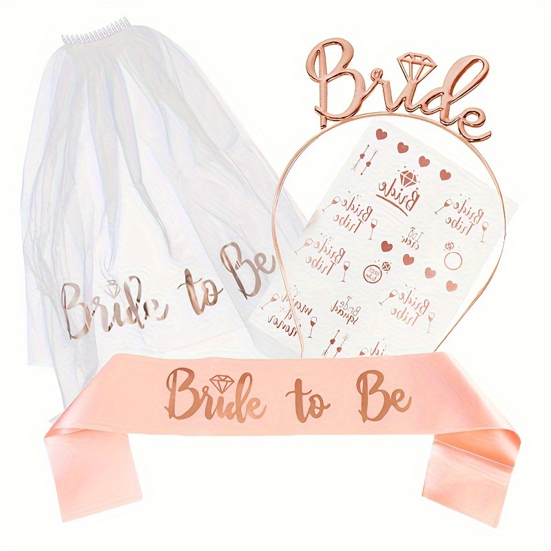 Bride to Be Veil Gold Writings Engagement Decoration Accessories