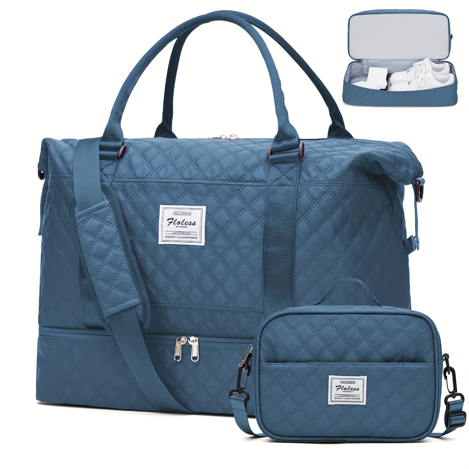 Bolsas de fin de semana para mujer con compartimento para zapatos, bolsas  de viaje de gran capacidad, perfectas para viajes/regalo (juego de 2 piezas)