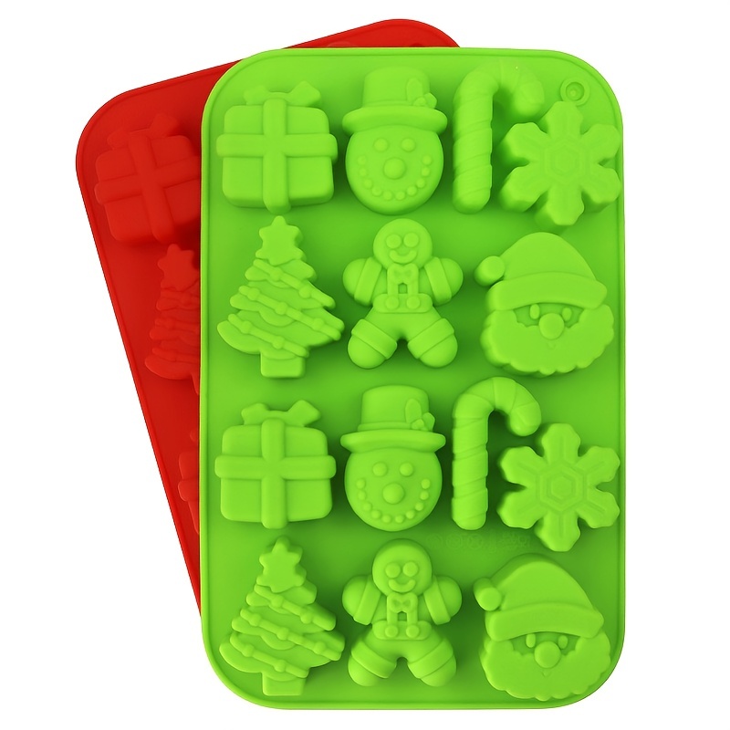 Christmas Silicone Molds, Xmas Baking Mold for Mini Cakes, Handmade Soap,  Chocolate, Jello, Candy and Candles, with Snowflake Snowman Shape Silicone