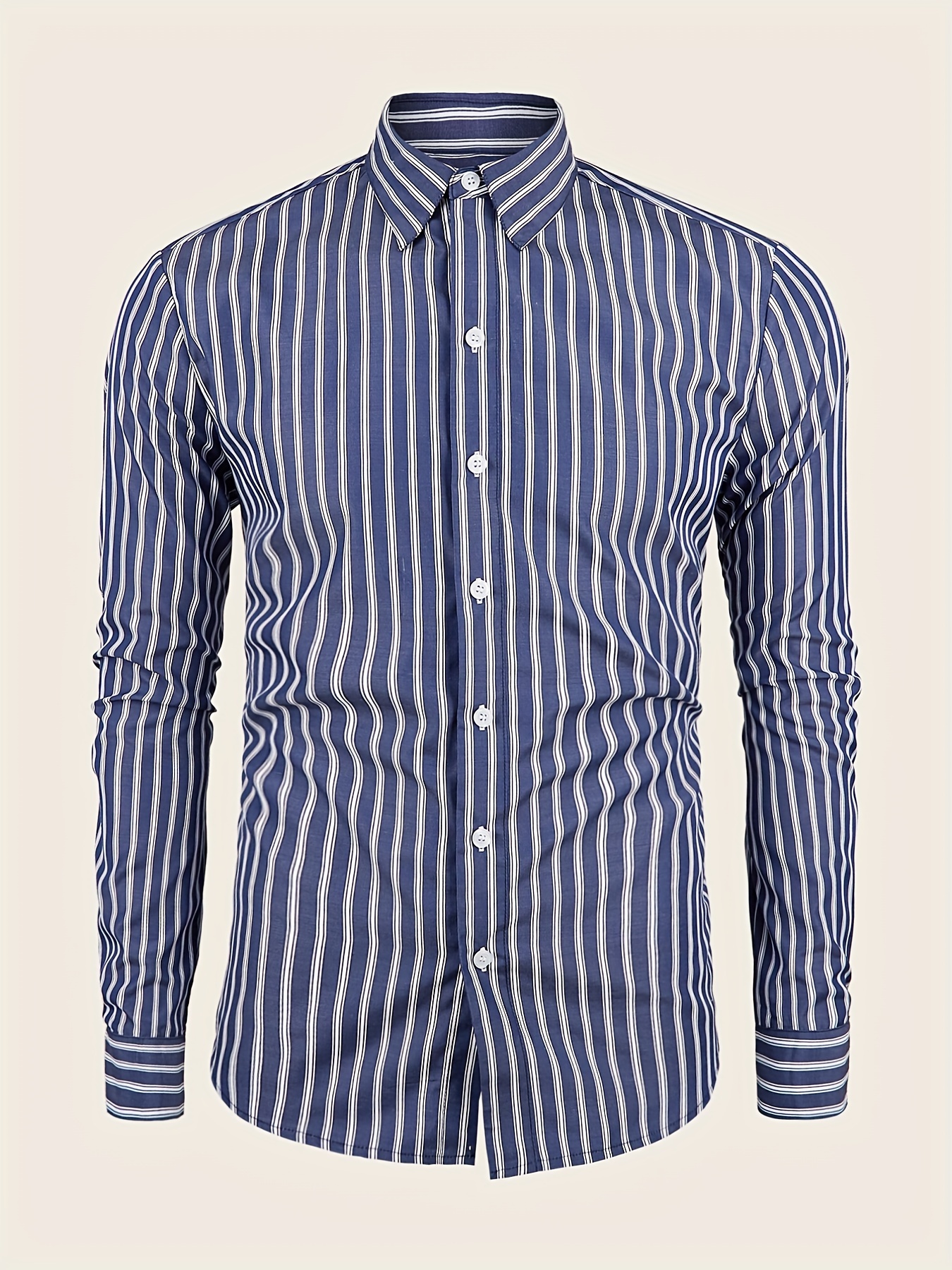 Stripe Pattern Shirt Men's Semi formal Button Long Sleeve - Temu