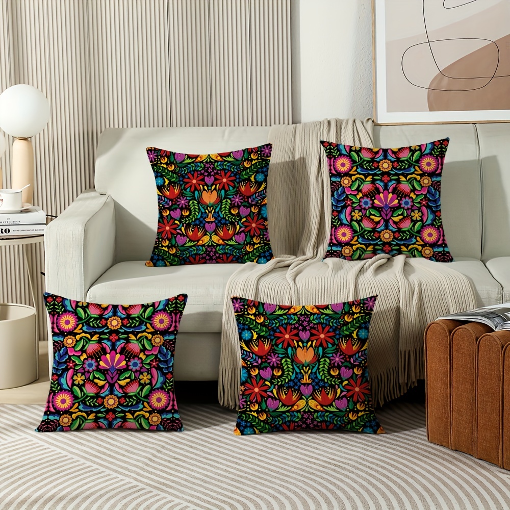 Mexican Colorful Ethnic Birds Flowers Throw Pillow Covers, Home Decor Pillow  Cases,for Couch Sofa Living Room Outdoor Home Decorations,without Pillow  Inserts - Temu