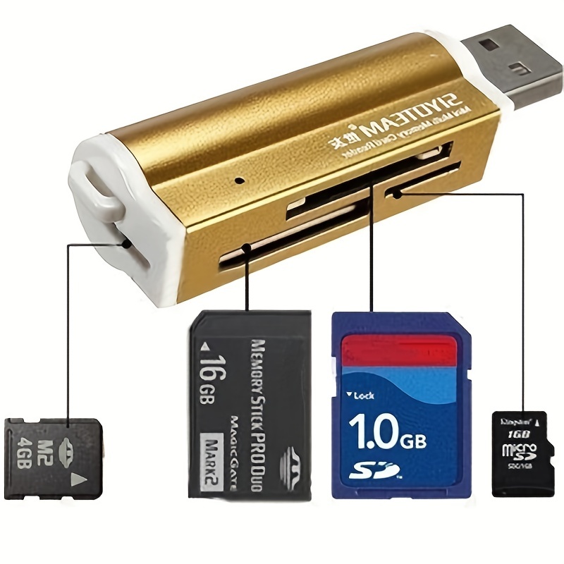 4 in 1 Micro SD Card Reader Flash USB Memory Card Reader For Memory Stick  Pro Duo Micro SD/T-Flash/M2/MS SD Adapter