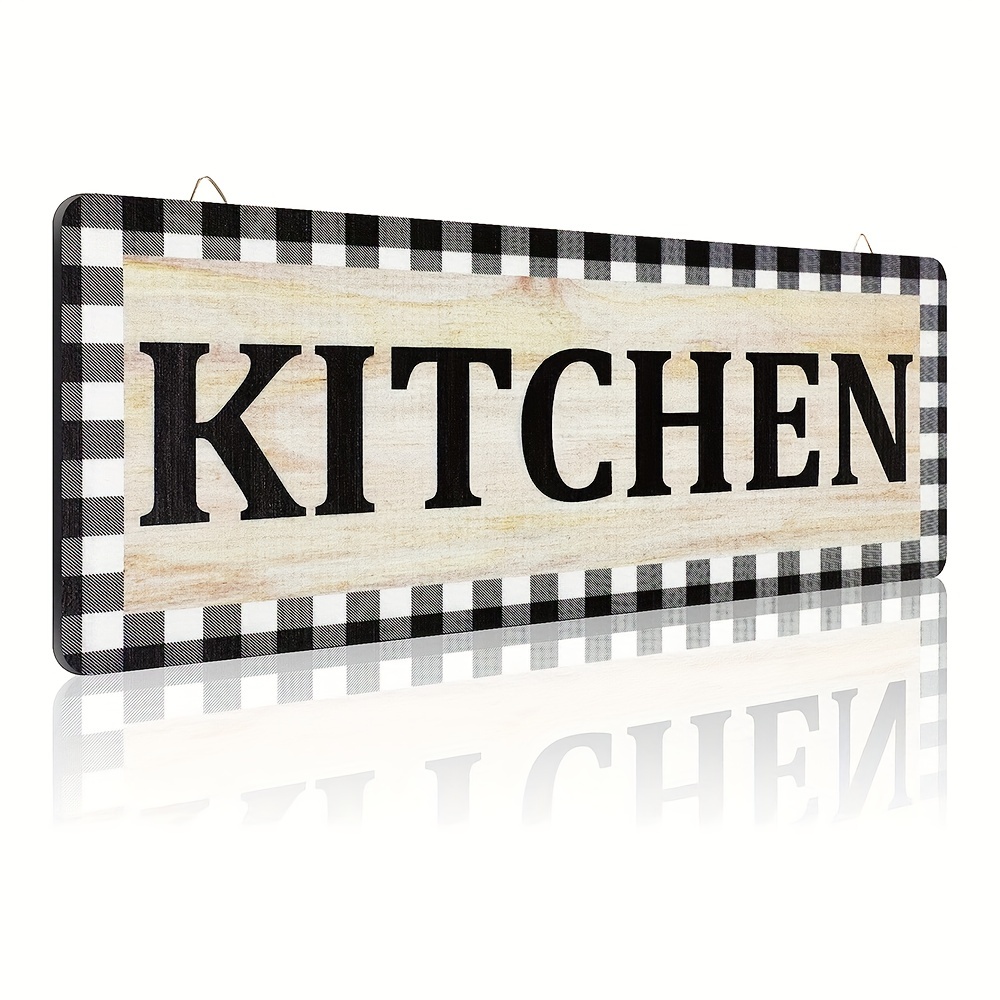Black and White Buffalo Check Kitchen Plaque