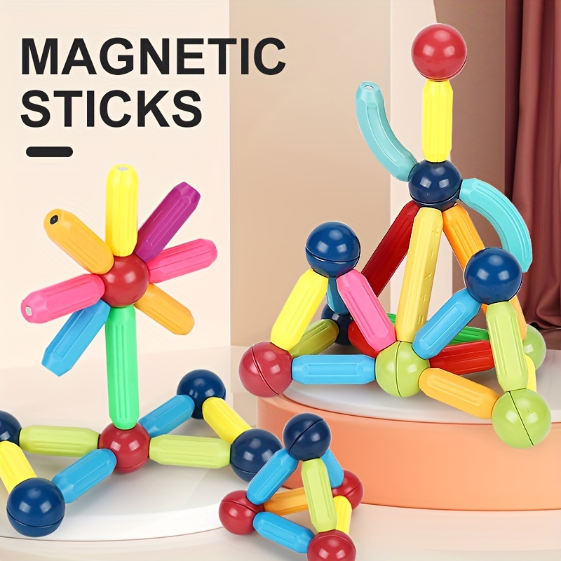 Juego de bolas y varillas magnéticas, juego de construcción magnética,  bolas magnéticas y palos, con juguetes Montessori seguros, extrafuertes