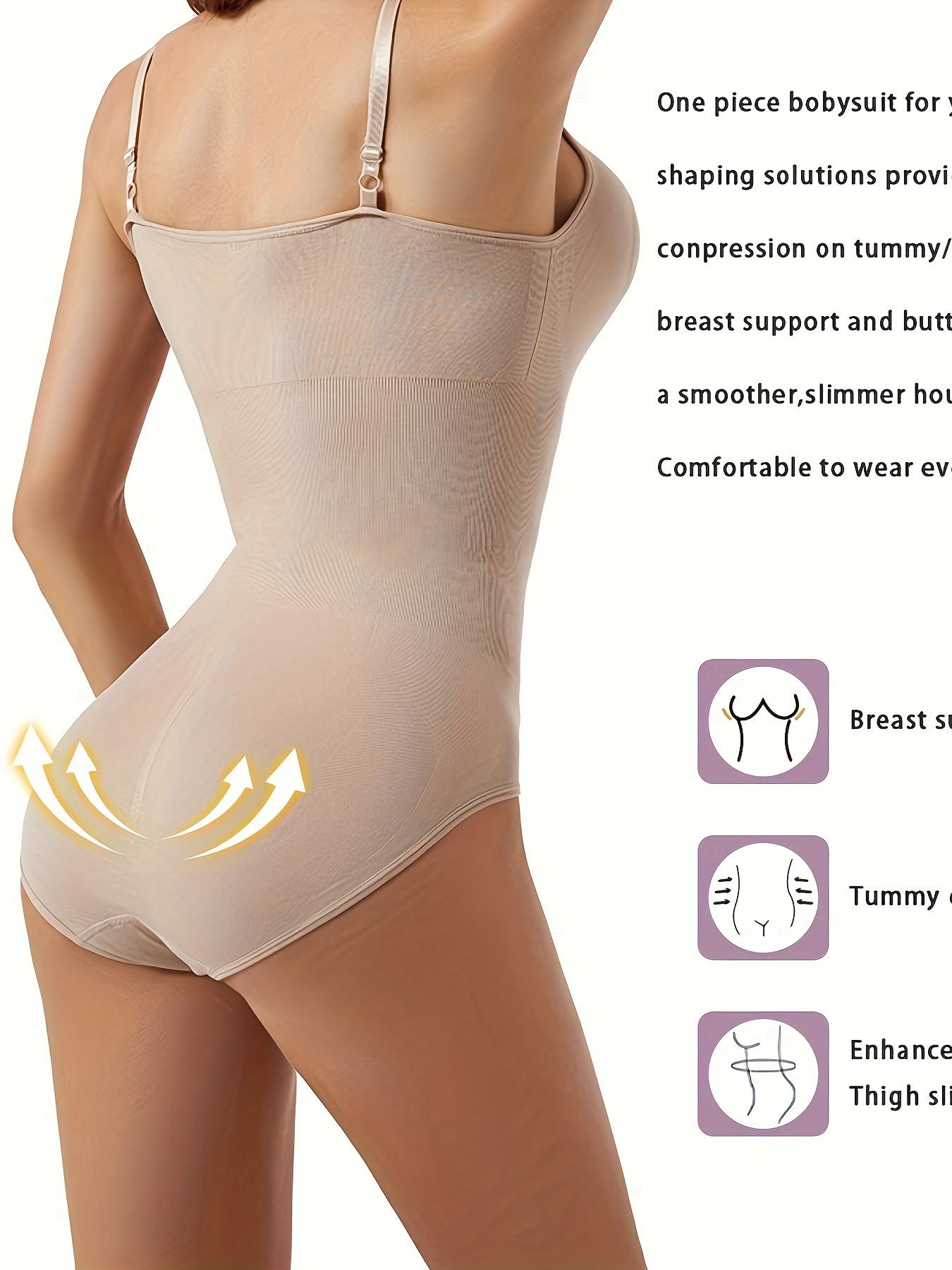 Bolayu Stretchy Beauty Basic Bodysuit Slim Cross Cover Cellulite