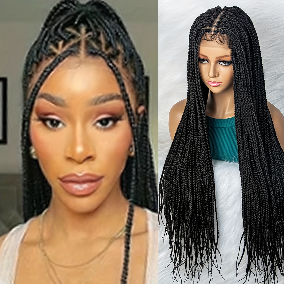 Short Box Braided Wig. Braided Wig With Beads. Lace Closure Short Braided  Wig. Braided Wigs for Black Women. Knotless Braids. Micro Braids -   Canada