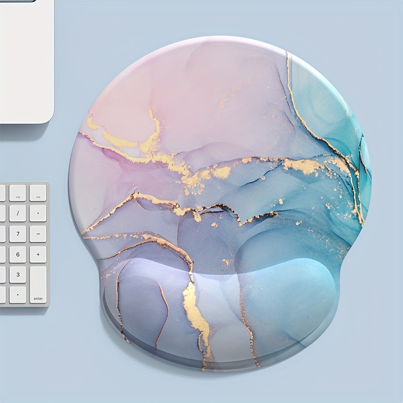 

Pink Blue Gradient Marble Textured Round Wristrest Rubber Mouse Pad
