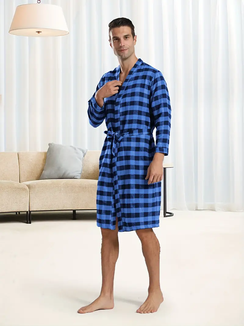 Men's Trendy Pajamas Hooded Warm Robe Cartoon Plaid Graphic - Temu