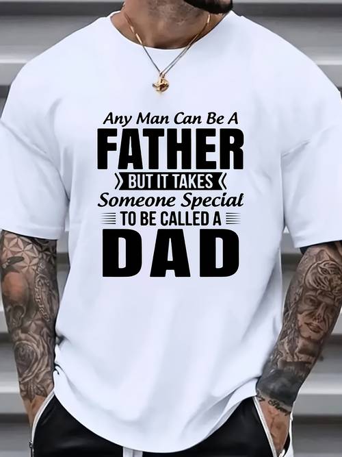 plus size mens short sleeve t shirt comfy breathable casual summer tee with a dad print outdoor activities and everyday wear