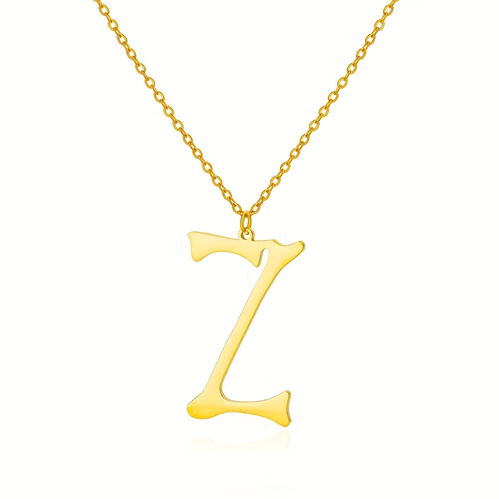 Classic A-Z Initial Bracelet Women Simple Stainless Steel Chain