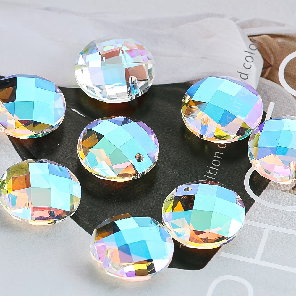 Octagonal Beads Colorful Glass Crystal Beads 2 Hole - Temu