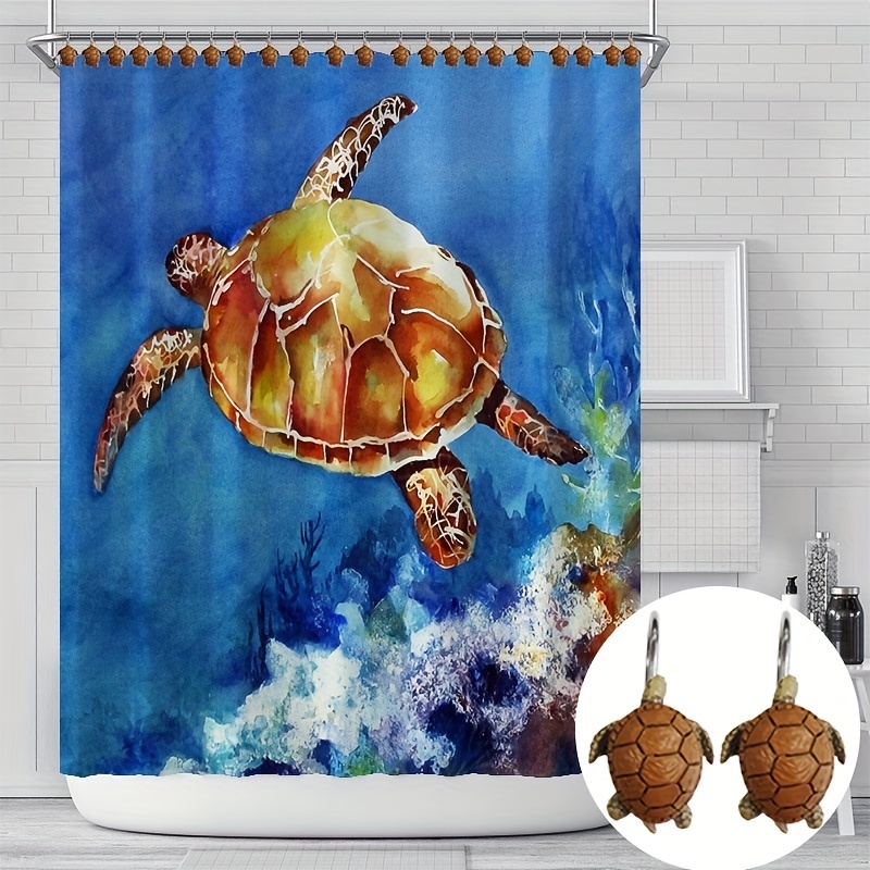 Anti rust Resin Turtle Shower Curtain Hooks Sea Turtle - Temu