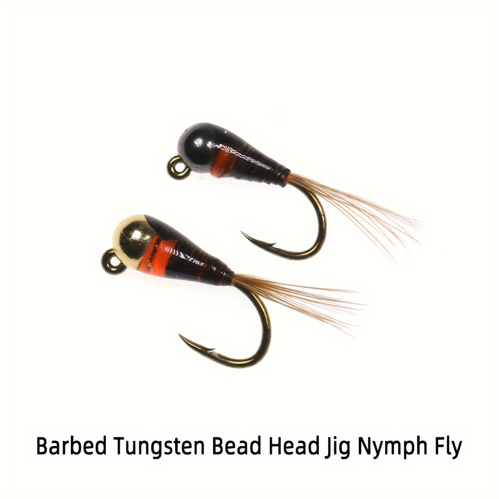 Fly Sizes Fly Fishingtungsten Bead Head Jig Nymph Fly 6-pack For Trout -  Fast Sinking, Barbed Hooks