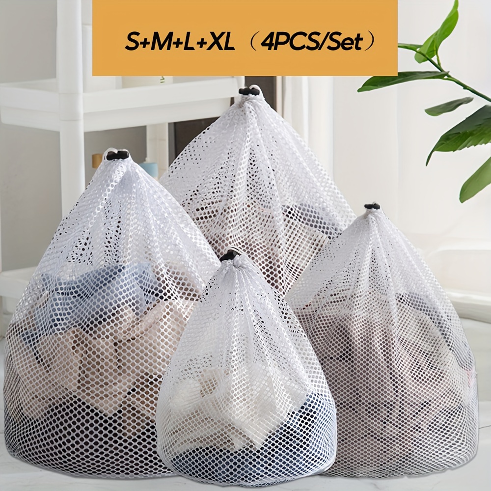 1pc Mesh Laundry Bag, Machine Washable Drawstring Design Travel Mesh  Laundry Wash Bags For Blouse, Hosiery, Stockings, Underwear (4 Sizes)