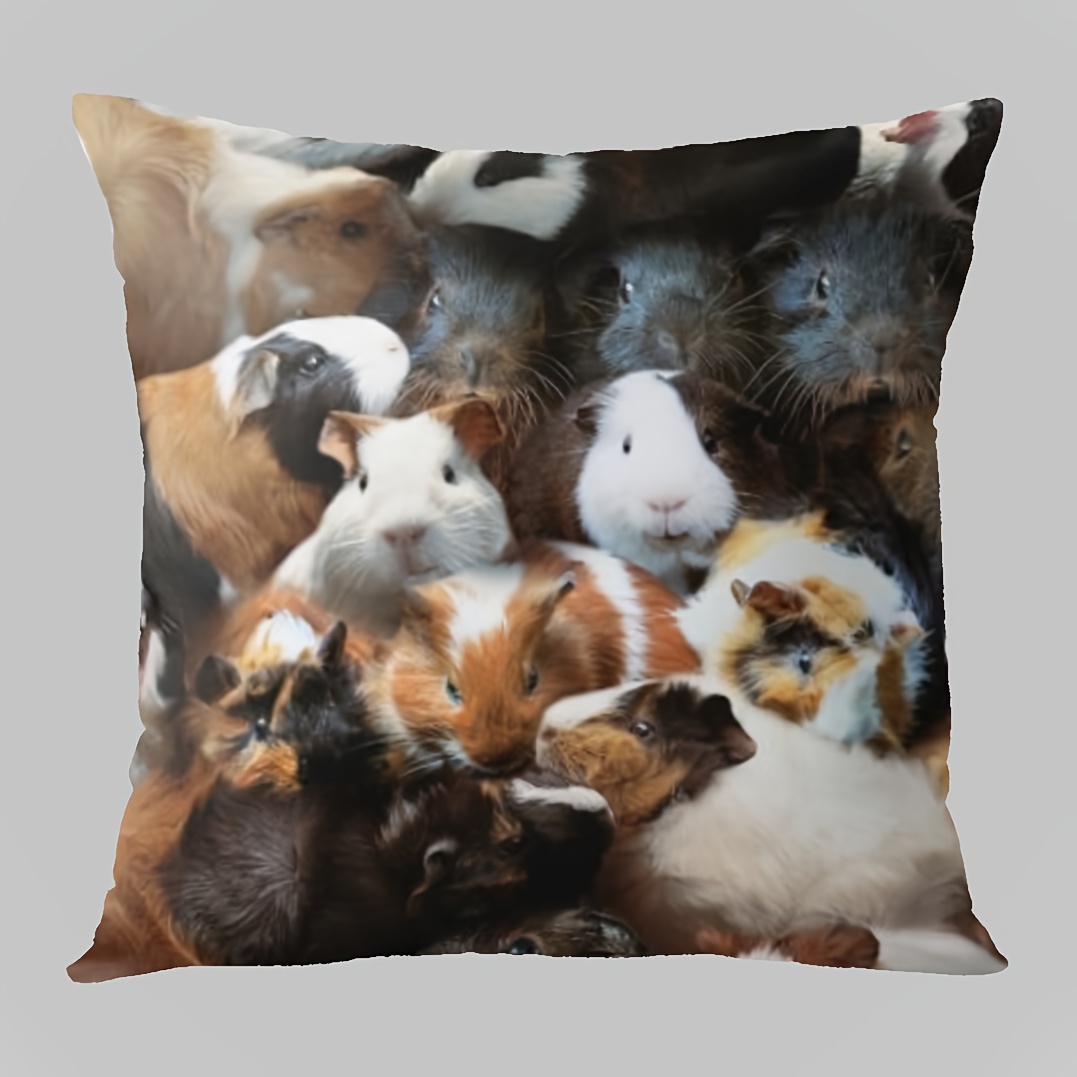 

1pc Guinea Pigs Throw Pillow Short Plush Decor 18x18 Inch Home Decor, Room Decor, Bedroom Decor, Living Room Decor, Sofa Decor (no Pillow Core)