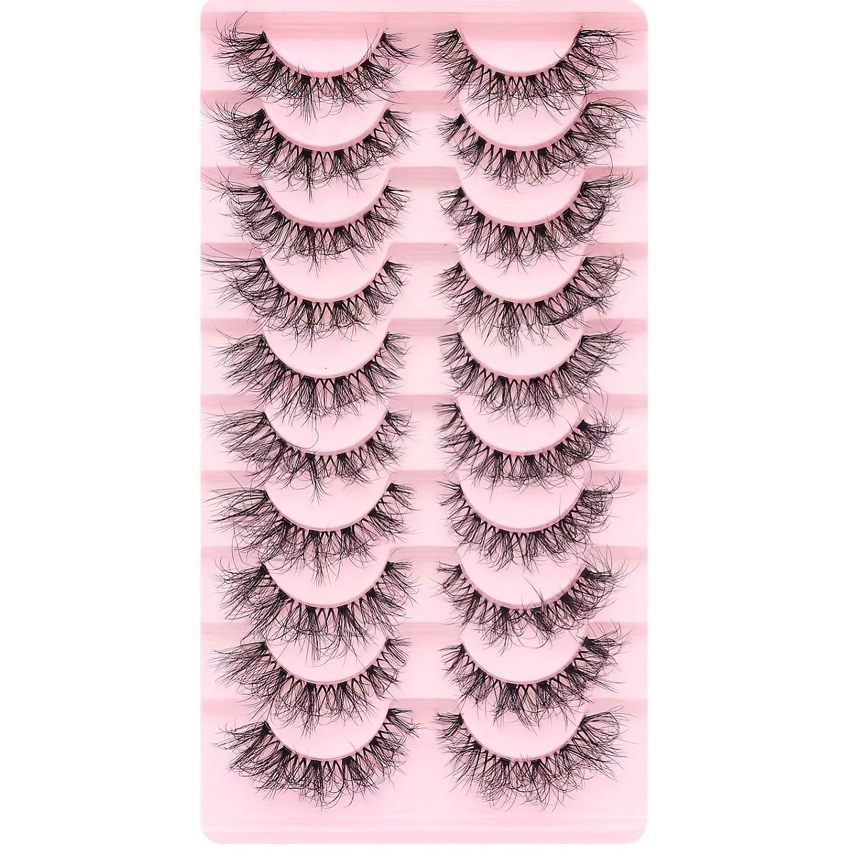 10pairs Cat Eye Lashes Natural Eyelashes Super Fluffy Wispy Mink Eyelashes Winged End Eye Elongated Eyelashes Clear Band Lashes Cat/fox Eye Eyelash Extension